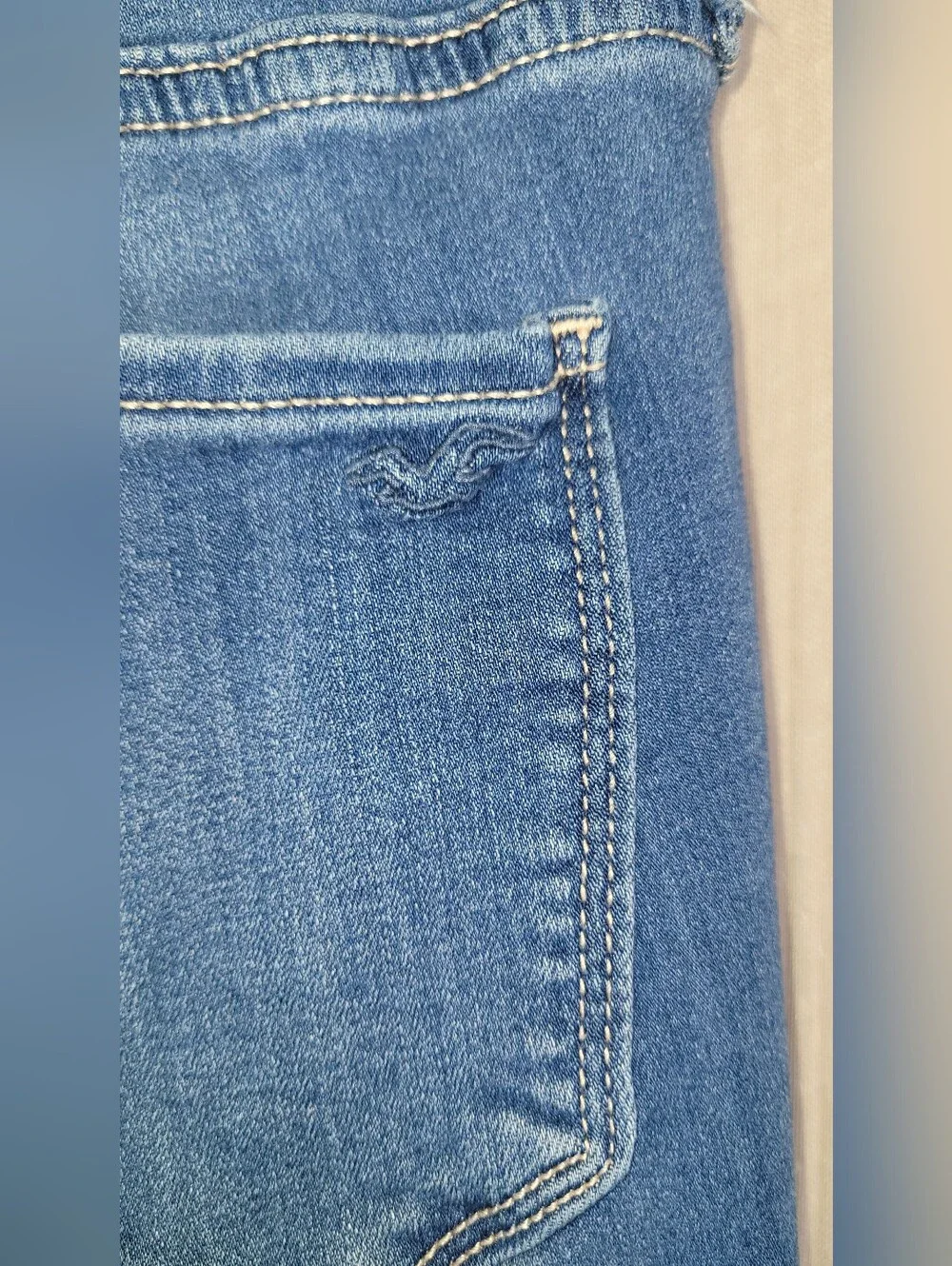 Hollister Low Rise Jean Leggings Classic Blue Distressed Skinny Jeans - 7R 28 - Picture 4 of 16